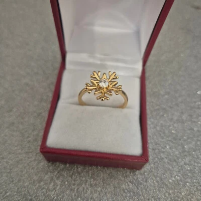 Moissanite solitaire ring in 18k gold over Sterling silver - Image 1 of 4