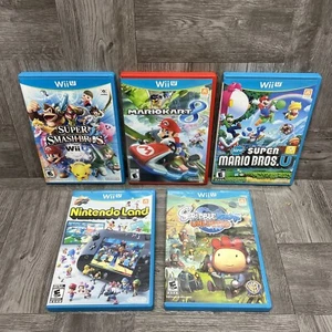 Nintendo Wii U Game Bundle Super Smash Mario Kart Nintendoland Scribblenauts CIB - Picture 1 of 23