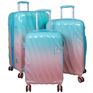 Kofferset 3tlg bunt Farbverlauf Hartschale Koffer Trolley Reisekoffer pink blau - Bild 1 von 28