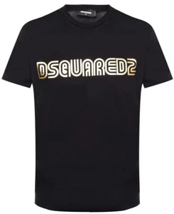 DSQUARED2 D2 T-SHIRT MENS GOLD FOIL LOGO TEE - BLACK - 100% AUTHENTIC - Picture 1 of 11