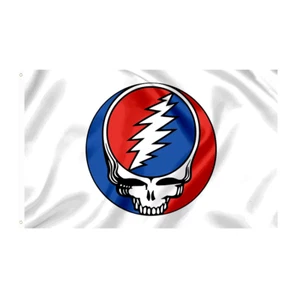 GRATEFUL DEAD 3'X5' FLAG BANNER White Steal Your Face Free SHIPPING - Picture 1 of 2