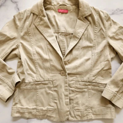 Isaac Mizrahi M Blazer Crema Cuello Abotonado Mujer Tostado Foto 1 de 4