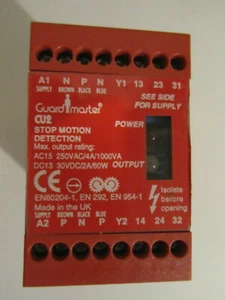 ALLEN BRADLEY GUARDMASTER CU2 07172 STOP MOTION DETECTION SAFETY RELAY USED - Picture 1 of 7