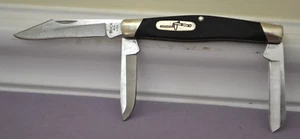 Vintage Buck 301 Stockman 3 Flat Blade Black Handle Folding Knife USA -- Great - Bild 1 von 9