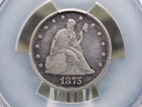 1875 "P" Twenty Cent SILVER Piece 20c PCGS VF30 #582 *OBSOLETE* ECC&C, Inc Cover