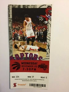 TORONTO RAPTORS VS ORLANDO MAGIC NOVEMBER 20,2019 TICKET STUB - Picture 1 of 1