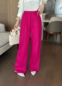 Linen Set Vest High-waisted Wide-leg Pants Trousers Women Suit Loose Pants Gilet - Picture 1 of 29