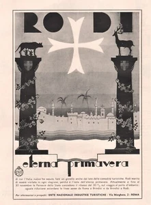 PUBBL.1932 ENIT PROPAGANDA TURISMO ITALIANO RODI ETERNA PRIMAVERA - Foto 1 di 1