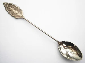 SZ699) Indian floral leaf MARKED 800 silver souvenir collectors vintage spoon - Picture 1 of 2