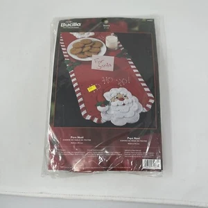 VTG Bucilla Santa Claus Felt SEQUIN Table Runner Christmas Kit 16"x39" NOS 84987 - Picture 1 of 4