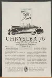 1927 Chrysler 70 7 Bearing Crankshaft Hydraulic Brakes Automobile Car Print Ad - Picture 1 of 1