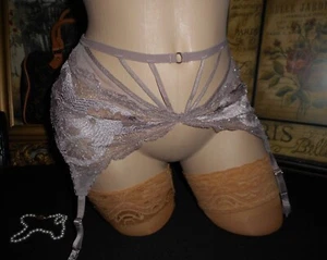 M L Victoria's Secret Strappy Garter Belt Lavender Mauve Silver Metallic NWT - Picture 1 of 10