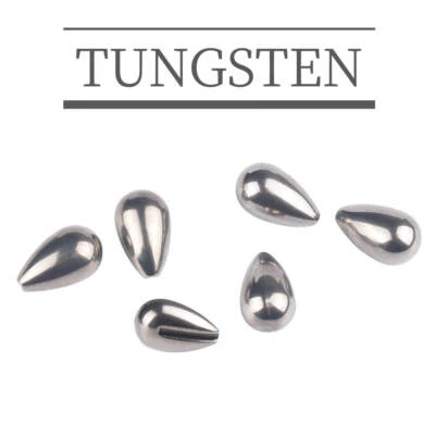50 pcs Unpainted Tungsten Teardrop Slotted Beads no Hook: 3, 4, 5, 6 ,7, 8mm - Image 1 of 4