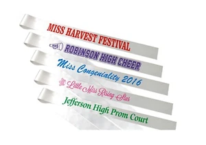 8 Custom Printed Pageant Sashes - All alike - Free Shipping - Picture 1 of 1