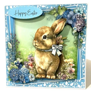 Handmade Greeting Card 3D All Occasion With A Bunny - Picture 1 of 2