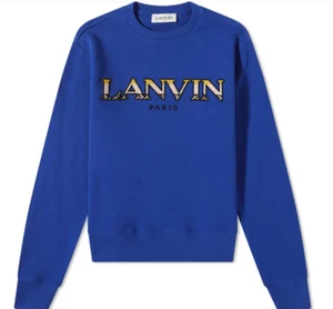LANVIN Mens Small Curb Lace Embroidered Crewneck Sweatshirt Klein Blue NWT - Picture 1 of 13