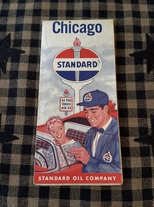 Mapa Metro Vintage Chicago Standard Oil Company ~ Retro Años 50 - Imagen 1 de 4
