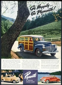 1941 Plymouth woody station wagon coupe convertible car color photo print ad - Picture 1 of 1