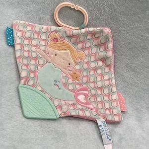 Douglas Baby Mermaid Lovey Baby Security Blanket Pink Teether Hanger 8" Square - Picture 1 of 8
