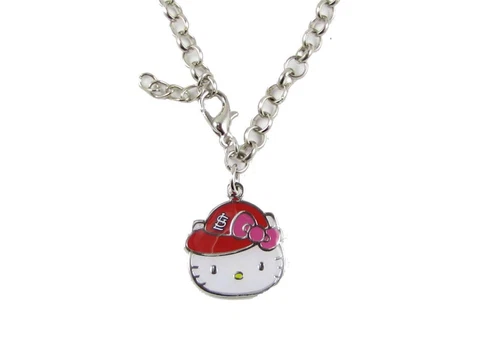 St Louis Cardinals Hello Kitty Cap Silver Charm Bracelet Girls Womens Jewelry Cover