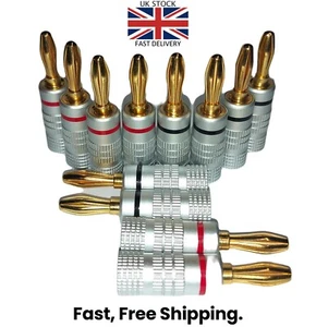 High Quality Gold Plated Banana Plugs x16 HiFi Audio Speaker Audio Amp - Picture 1 of 3