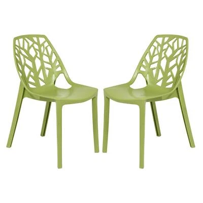 LeisureMod Modern Cornelia Dining Chair - Set of 2 Solid Green - Image 1 of 4