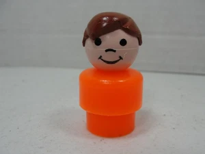 Vintage Fisher Price Little People Figure , Boy , Dk. Brown Hair, Orange Body - Picture 1 of 2