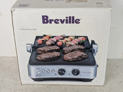 Breville Sear and Press Grill BGR700 Brushed Stainless Steel New Open Box - Image 1 of 4