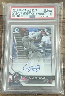 2018 JEREMIAH JACKSON BOWMAN CHROME 1ST AUTO AUTOGRAPH PSA 10 GEM MINT - Image 1 of 4