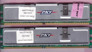 2GB 2x1GB PC2-5300 PNY 64A0TFTHE-HS DDR2-667 PERFORMANCE DESKTOP RAM MEMORY KIT - Picture 1 of 4