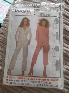 BURDA PATTERN 8619 LADIES PANTSUIT Semi Fitted JACKET Pants Sizes 8-18 UNCUT - Picture 1 of 11