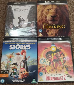 Blu Ray 4K Bundle Family/Kids Films (2 Sealed, 2 with Slipsleeves) Maleficent - Picture 1 of 2