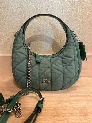 Nuevo Coach Carmen Mini Bolso Bandolera Verde Hiedra Acolchado Hobo Bandolera Bolso de Mano Foto 1 de 4