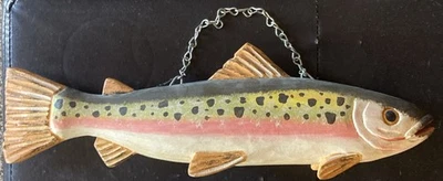 Wooden Rainbow Trout Wall Hanger Nice 16 X 6 Inches Maine - Image 1 of 4