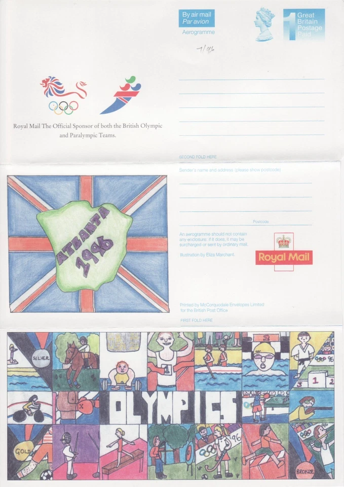 Estampillas GB Aerograma/Carta Aérea APS121 - 1er Juegos Olímpicos NVI, Atlanta 1996  Foto 1 de 1