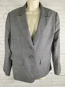 Tahari Arthur S Levine Gray Purple Striped Peak Lapel 2 Button Blazer Jacket 12P - Picture 1 of 10