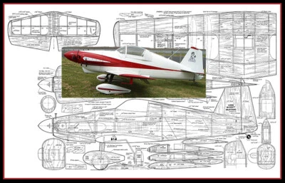 Model Airplane Plans (RC): Long Midget Mustang 48" Scale Goodyear-Type for .40  - Image 1 of 4