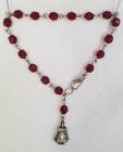 Vintage Medal BRACELET Baby JESUS (Italy) - Ruby Red Glass Beads