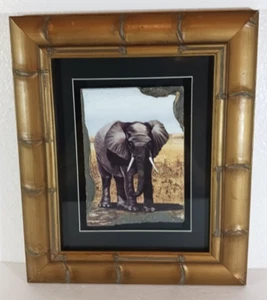ELEFANTE AFRICANO 3D 11" X 13" cornice oro stampa artistica decorazione casa quadro parete - Foto 1 di 12