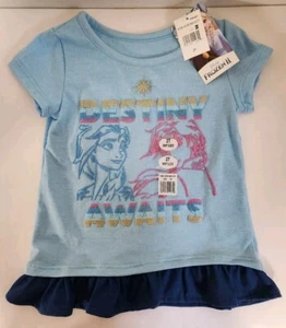 Disney Frozen 2 Toddler Girls Destiny Awaits Blue Ruffle SS T-shirt Size 2T NWT - Picture 1 of 4