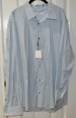 Camisa de vestir para hombre Calvin Klein azul claro calce regular 100 % algodón puño francés XL Foto 1 de 4