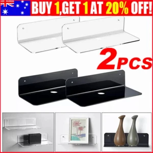 2Pcs Acrylic Floating Wall Shelves Self Adhesive Storage Display Organizer AU - Picture 1 of 15