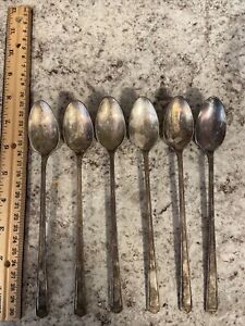 Lot Of 6 Vintage 1847 Rogers Bros Silverware Silver Plate Serving Spoons