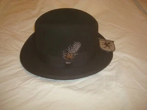 NWT Men's Stacy Adams SAW545 Wool Felt Black Godfathers Hat Size X-Large - Picture 1 of 8