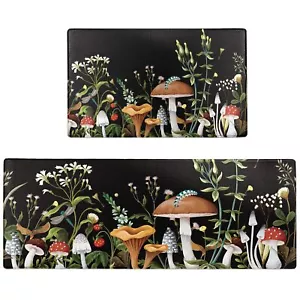 Mushroom Kitchen Rugs And Mats Green Mushroom Kitchen Decor Anti Fatigue Kitchen - Picture 1 of 7
