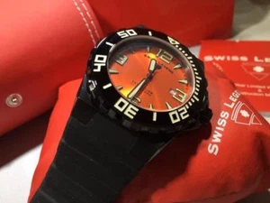 Swiss Legend Men's 10008-BB-06-OB Expedition Orange Dial Black Silicone Watch - Picture 1 of 9