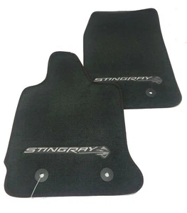 OEM 23112198 2014-18 Corvette Stingray Floor Mats Set Black W/Red Stitching - Picture 1 of 6