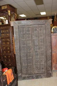 18c Antique INDIA Tribal Door With Frame OLD World PRIMITIVE ART HEALING CHAKRA