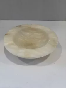 Vintage Mid Century Polished Natural Stone Round ~6” Diameter Ashtray - Picture 1 of 6
