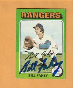 Bill Fahey Texas Rangers AUTO Firmado 1975 Topps Redford Michigan 1I - Imagen 1 de 2